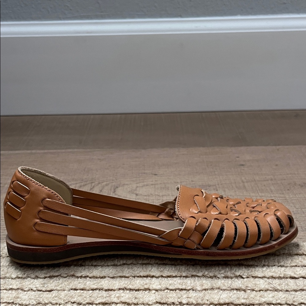 Nisolo Tan Woven Leather Huarache Flats - Picture 10 of 15